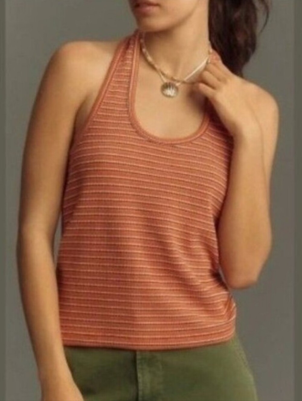 Pilcro Orange and White Striped Y2K Tank